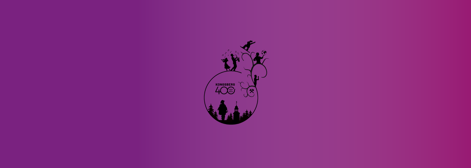 logoen til kongsberg 400 på lilla bakgrunn