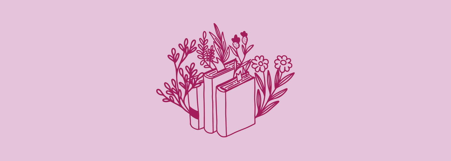 illustrasjon av bøker med blomster rundt