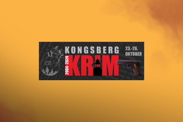 logoen til kongsberg krim. mørk skygge i bakgrunnen