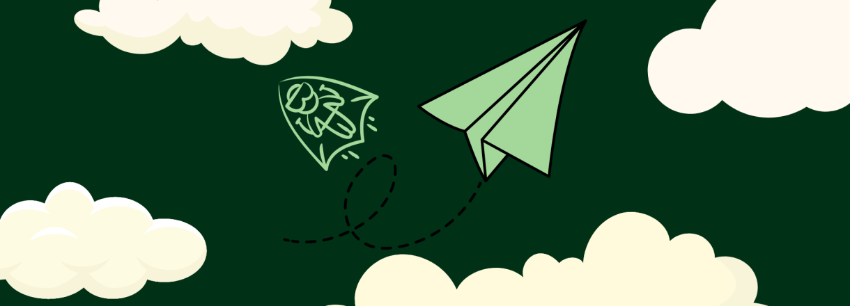 illustrasjoner av skyer og papirfly