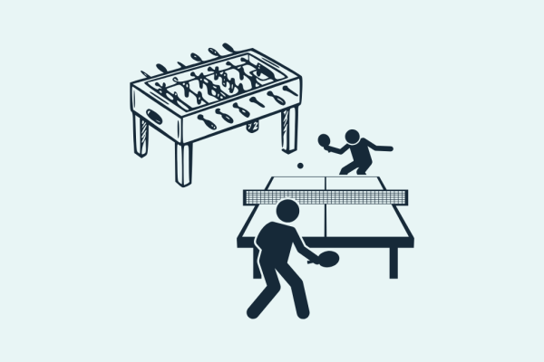 Illustrasjon av Foosball bord og Bordtennis bord