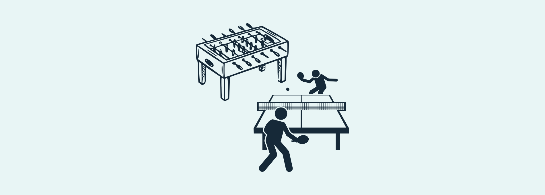 Illustrasjon av Foosball bord og Bordtennis bord